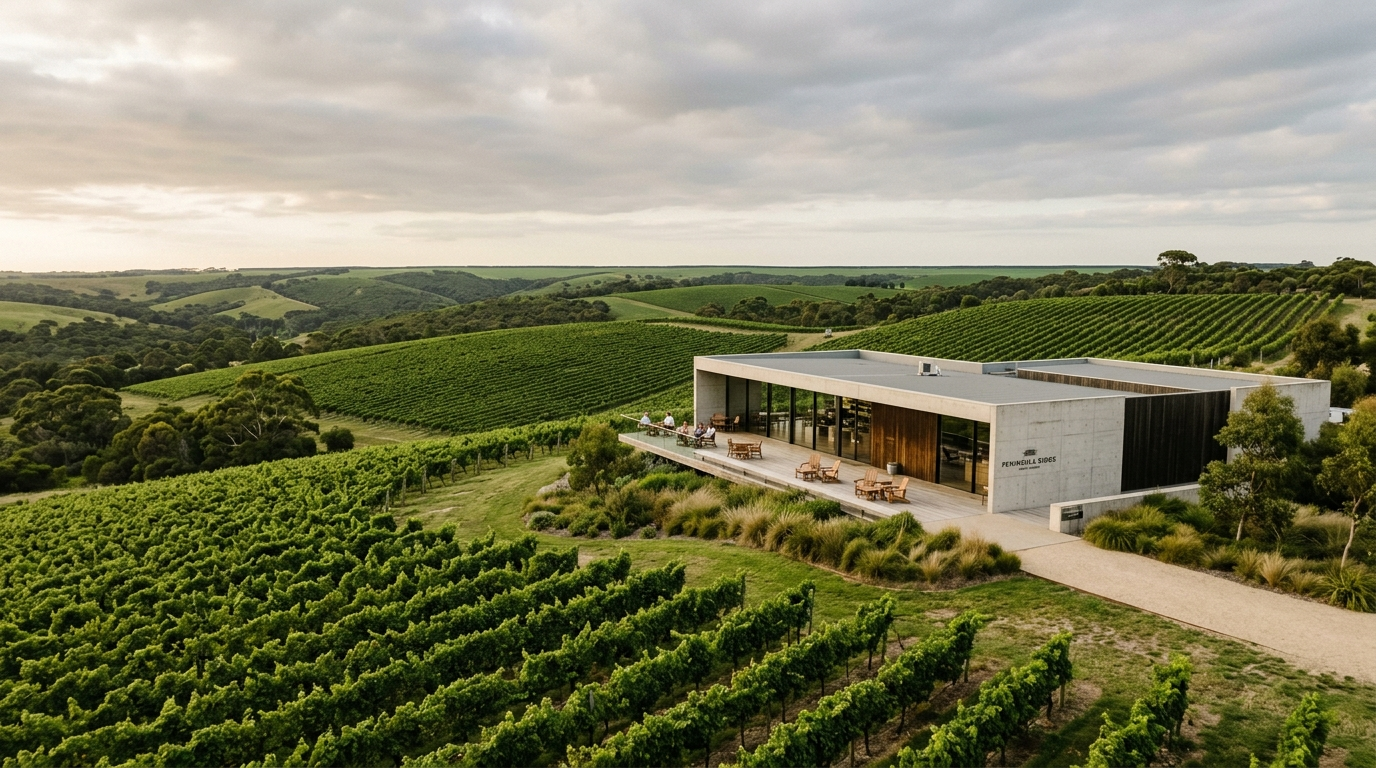 Epicurean Red Hill winery with rolling green hills